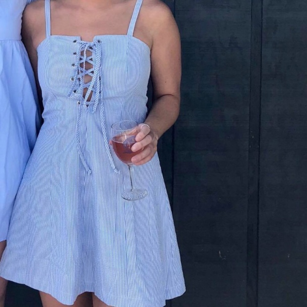 Seer sucker lace up sundress